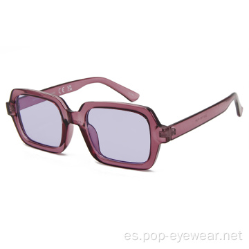 Retro 90s Nude Rectangle Gafas de sol Mujer Trendy Chunky